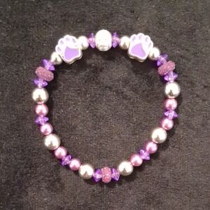 Purple and Silver Beaded Bracelet